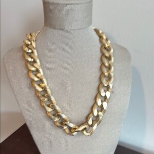 Chunky large linked gold tone necklace